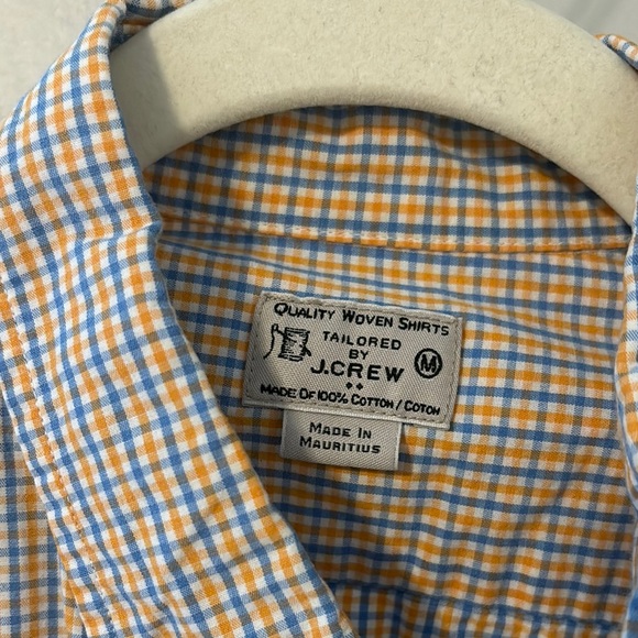 J. Crew Men's blue and orange Checkered Shirt sz M - Picture 2 of 9
